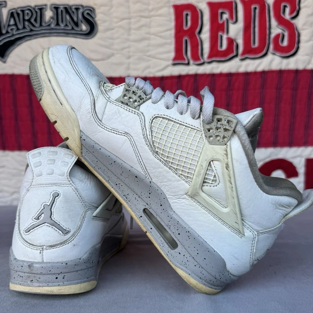 Size 9.5 - Jordan‎ 4 Retro Mid White Oreo Grey White Leather (CT8527-100)